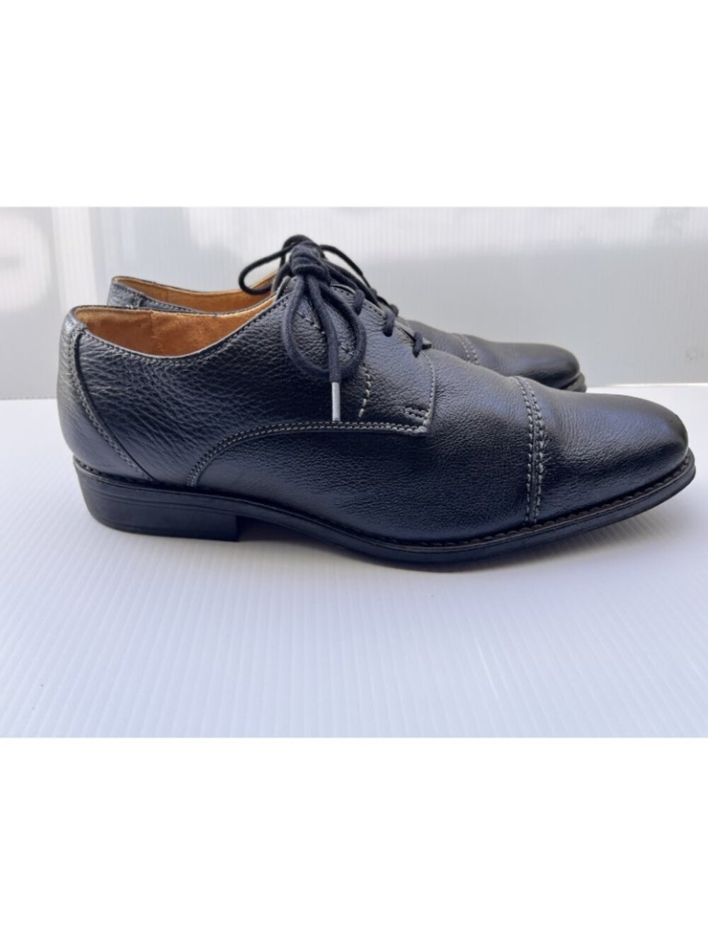 Sandro Moscoloni Mens 10.5 D Black Leather Cap Toe Derby Dress Shoes Brazil - Picture 12 of 14